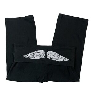 Victorias Secret Pink Fold Over Leggings M Bling Angel Wings Vintage McBling Y2k